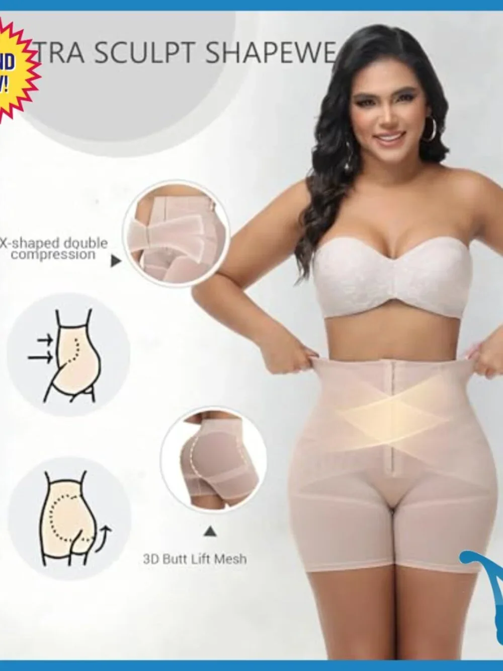 Tummy Control Shapewear Shorts Adjustable Hooks Slimming Girdle Body Shaper